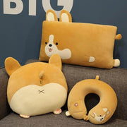 cute kawaii chonky fluffy cuddly corgi dog plush pillow set