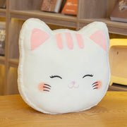 cute kawaii chonky fluffy white cat head pillow