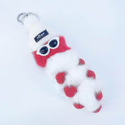 cute kawaii chonky white and red cool caterpillar keyrings with sunglasses, beanie, and sweater