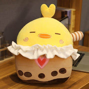 cute kawaii chonky yellow chicken bubble tea pillow and hand warmer