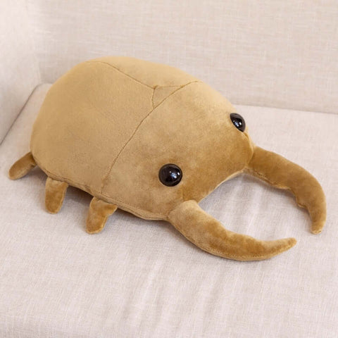 cute kawaii chonky light brown stag beetle plushie with pincers