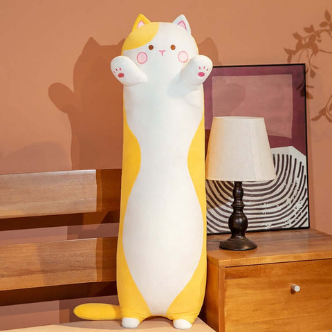 big and long orange chonky cute kawaii cat plush dakimakura body pillow