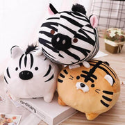 cute kawaii chonky squishy African animal plushies in zebra and tiger designs