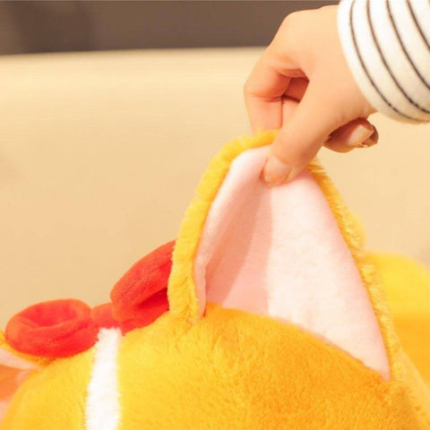 cute kawaii chonky fluffy orange corgi dog plushie with big ears