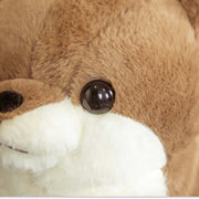 dark brown cute kawaii chonky soft otter plushie with realistic eyes and face design