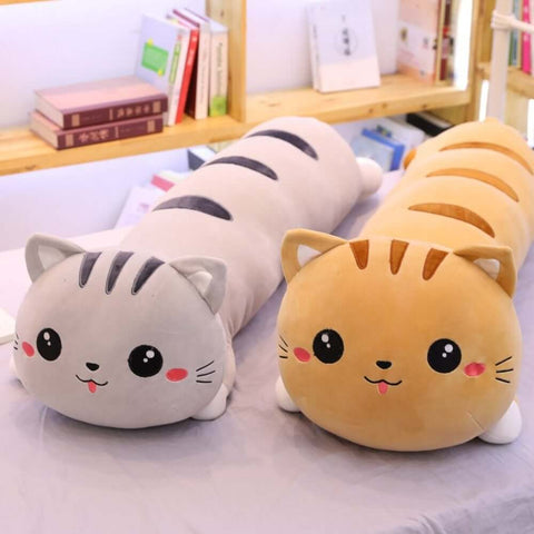 cute kawaii chonky long XXL striped orange and gray kitty cat dakimakura body pillows for hugging
