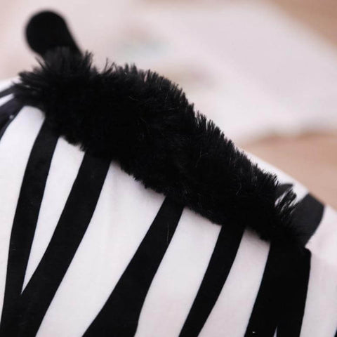 cute kawaii chonky squishy striped zebra plushie with black mane