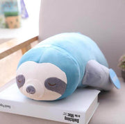 sleepy cute kawaii chonky blue sloth plushie lying down