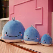 big and small blue cute kawaii chonky squishy round soft mochi whale plushies
