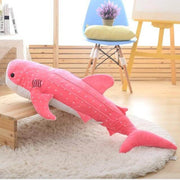 big huge XXL pink whale shark plushie pillows with open mouth