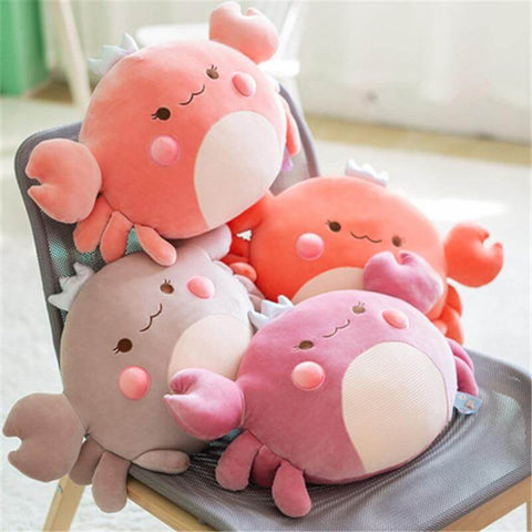 cute kawaii chonky squishy soft pink crab plushies with princess crown