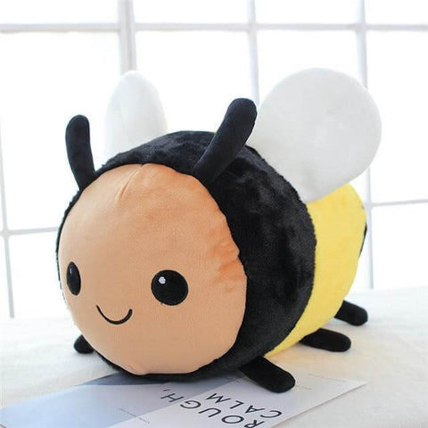 cute kawaii chonky bee plushie with wings and black and yellow stripes