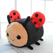 Cute kawaii chonky squishy ladybug insect plushie with red wings and black spots