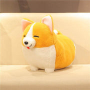 cute kawaii chonky fluffy orange corgi dog plushie with eyes closed