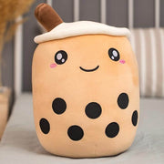 dark brown cute kawaii chonky bubble tea boba plushies smiling with eyes open