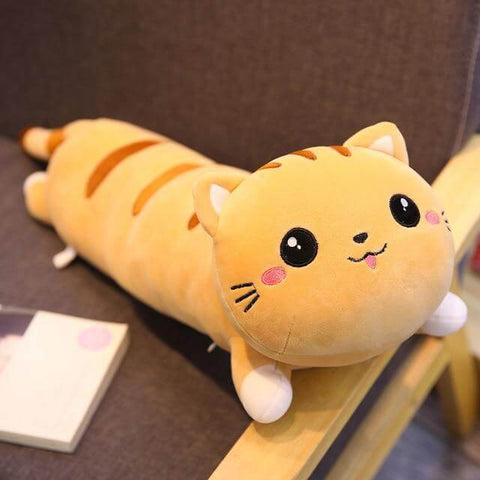 cute kawaii chonky long XXL striped orange kitty cat dakimakura body pillow for hugging