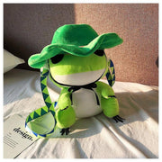 cute kawaii chonky green frog bag with green hat
