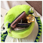 smartphone inside of cute kawaii chonky green frog bag