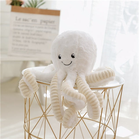 cute kawaii chonky fluffy soft gray octopus plushie with long arms