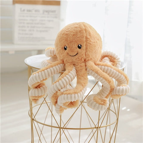 cute kawaii chonky fluffy soft orange octopus plushie with long arms