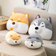 cute kawaii chonky shiba inu and husky plush pillows and hand warmers