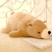 white sleepy cute kawaii chonky grizzly bear plushie lying down