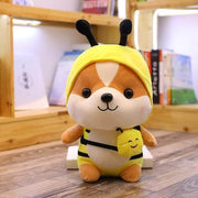 cute kawaii chonky fluffy corgi plushie in yellow bee costume