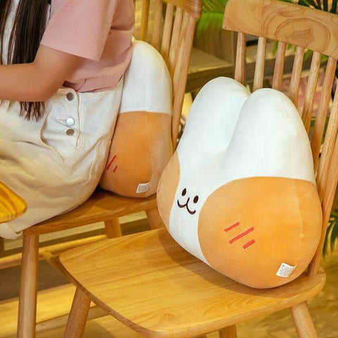 cute kawaii chonky bunny rabbit car accessory seat lumbar cushion (white with red blush cheeks)