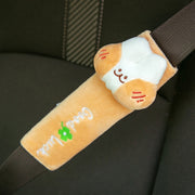 cute kawaii chonky bunny rabbit car accessory seatbelt cover (white with red blush cheeks)