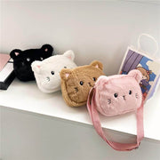 cute kawaii chonky fluffy small mini kitty cat handbag bags with ears and shoulder strap