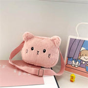 pink cute kawaii chonky fluffy small mini kitty cat handbag bag with ears and shoulder strap