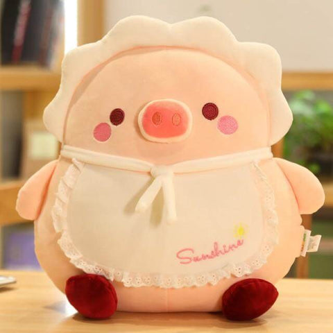 cute kawaii chonky baby pig plushie with baby bib and hat