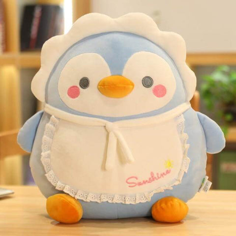 cute kawaii chonky baby penguin plushie with baby bib and hat
