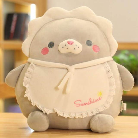 cute kawaii chonky baby seal plushie with baby bib and hat