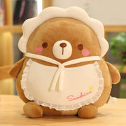 cute kawaii chonky baby bear plushie with baby bib and hat