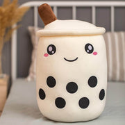 light brown cute kawaii chonky bubble tea boba plushies smiling with eyes open