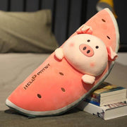 cute kawaii chonky fluffy squishy soft watermelon fruit animal pig plushie pillow