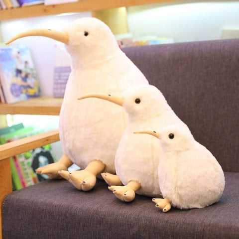 big and small white fluffy soft chonky cute kawaii kiwi bird plushies