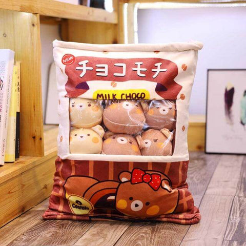 cute kawaii chonky bag of mini squishy pudding brown bear plushie balls