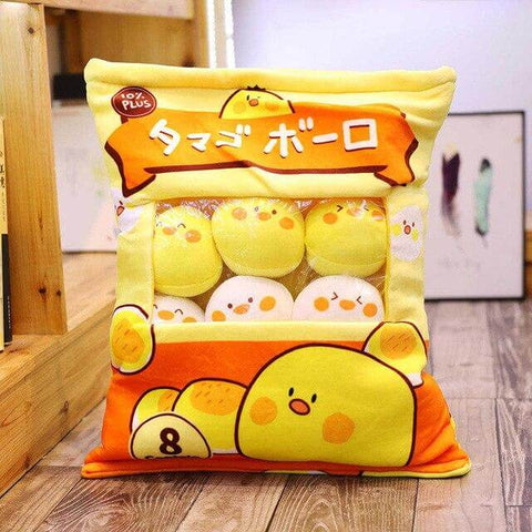 cute kawaii chonky bag of mini squishy pudding yellow chicken bird plushie balls