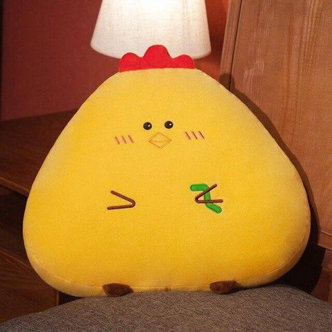 cute kawaii chonky soft squishy triangle rice ball yellow chicken chick plushie