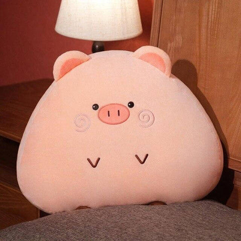 cute kawaii chonky soft squishy triangle rice ball pink pig plushie with ears