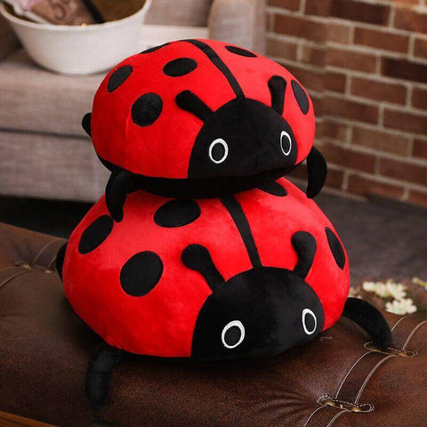 big and small cute kawaii chonky soft round mochi ladybug plushie pillows