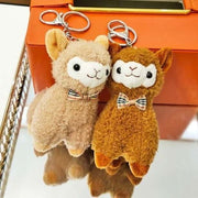 Light and dark brown cute kawaii chonky llama alpaca keyrings