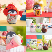 cute kawaii chonky fluffy penguin plushie keyrings in adorable creative costumes