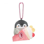 cute kawaii chonky fluffy penguin plushie keyring in sweet ice cream dessert costume