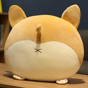 cute kawaii chonky fluffy cuddly corgi dog butt round plush pillow with ears and tail