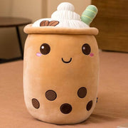 brown coffee cute kawaii chonky bubble tea boba plushie with toppings