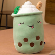 green tea matcha cute kawaii chonky bubble tea boba plushie with toppings