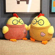Chonky cute kawaii nerd doctor chicken plushies with nerdy glasses and sweater pullover vest